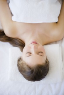 Woman relaxing in spa. 
Photo: Jamie Grill