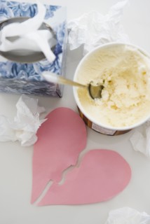Close up of ice creams and broken paper heart. 
Photo: Jamie Grill