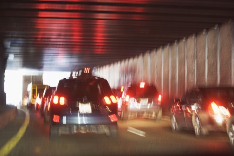 USA, New York, Long Island, New York City, Traffic jam in tunnel. 
Photo: fotog