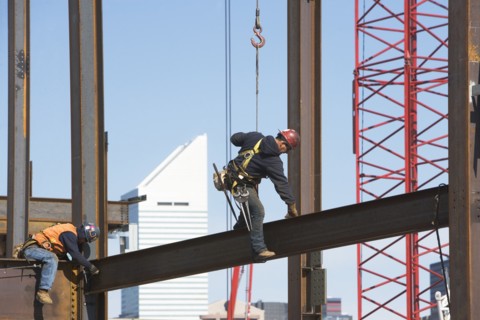 Male workers on construction site. 
Photo: fotog