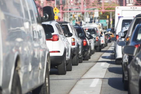 USA, New York, Long Island, New York City, Cars in traffic jam. 
Photo: fotog