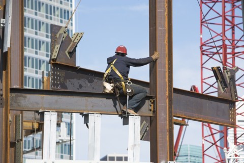 USA, New York, Long Island, New York City, Male worker on construction site. 
Photo: fotog