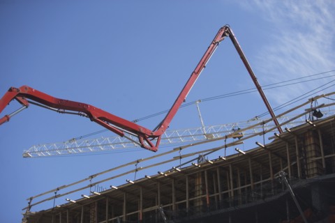 Cranes on construction site. 
Photo : fotog