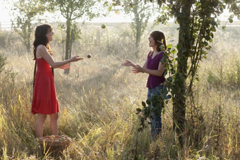 France, Picardie, Albert, Young women picking apples. 
Photo : Jan Scherders