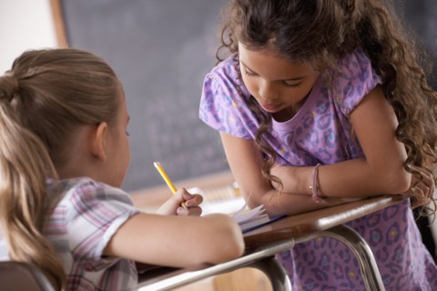 Schoolgirls in classroom. 
Photo : Rob Lewine