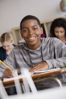 Teenage students (14-15, 16-17) at school. 
Photo : Rob Lewine