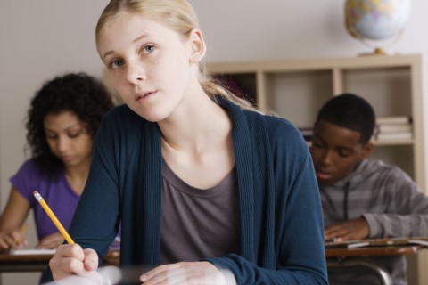 Teenage students (14-15, 16-17) at school. 
Photo : Rob Lewine