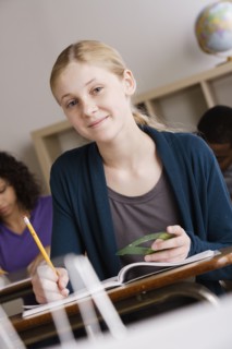 Teenage students (14-15, 16-17) at school. 
Photo : Rob Lewine