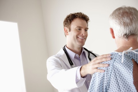 Senior patient and doctor. 
Photo : Rob Lewine