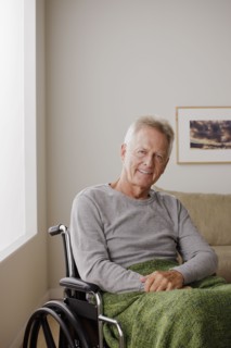 Portrait of senior man on wheelchair. 
Photo : Rob Lewine