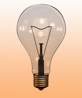 Single "light bulb" on coloured background. 
Photo : Calysta Images