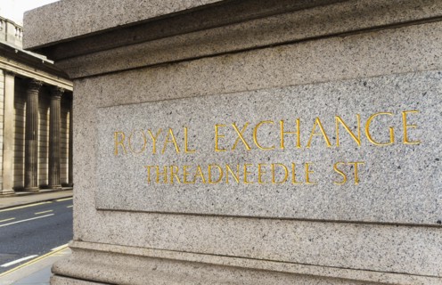 UK, London, Royal Exchange sign.