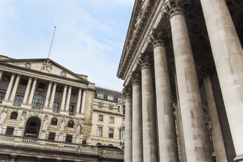 UK, London, Bank of England and Royal Exchange.