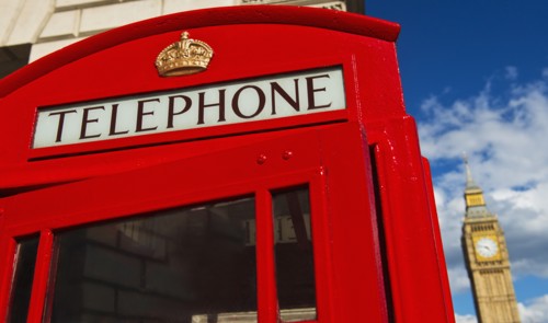 UK, London, Phone booth with Big Ben behind.