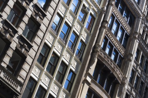 USA, New York City, Apartment buildings.
