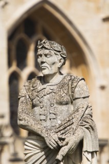 UK, Somerset, Bath, Statue of Julius Caesar at Roman Baths.
