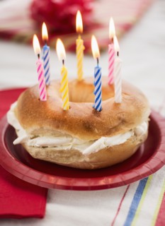 Bagel with candles.