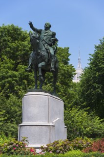 USA, New York State, New York City, Union Square Park, Statue of George Washington.