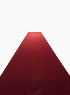 Studio shot of red carpet .