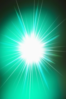 Glowing star on turquoise.