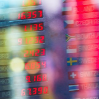 USA, New York State, New York City, Digital trading board.