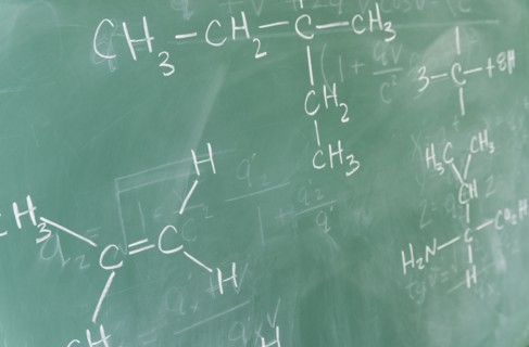 Formulas on blackboard.