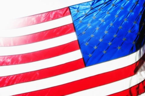 American flag in bright sunshine.