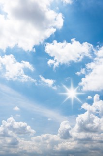 Blue sky with white clouds.