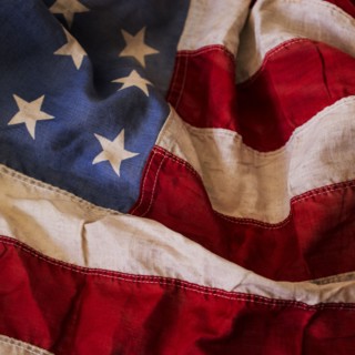 Studio shot of American flag.