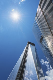 USA, New York City, Low angle view of World Trade Tower.