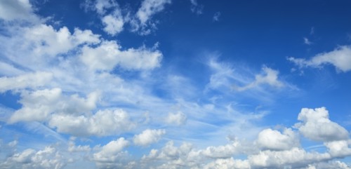 Blue sky and white clouds.