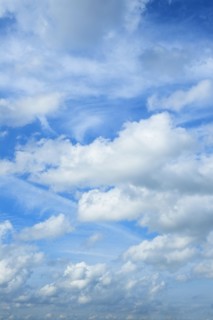 Blue sky and white clouds.