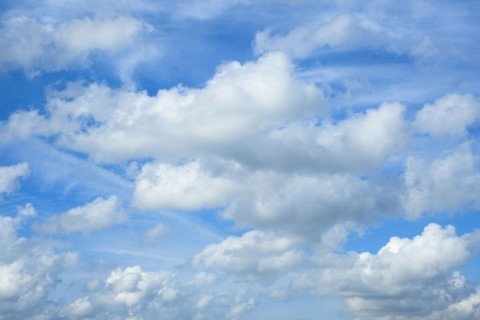 Blue sky and white clouds.