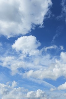 Blue sky and white clouds.