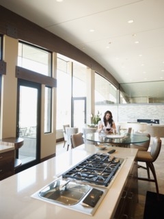 Woman in home interior.