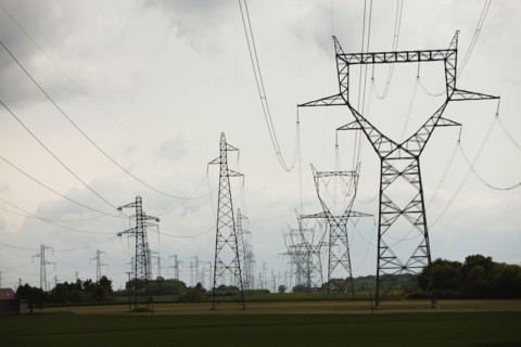 France, Rocroi, Rural landscape with power line. Photo : Mike Kemp