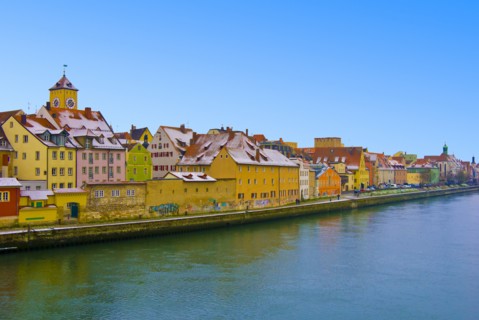 Germany, Bavaria, Regensburg, View of city at winter. Photo : DKAR Images