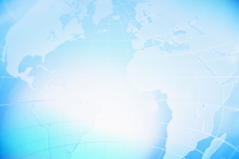 Blue world map, studio shot.