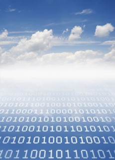 Cloudscape with binary code.
