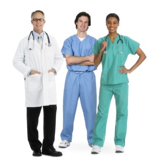 Portrait of team of healthcare workers, studio shot.