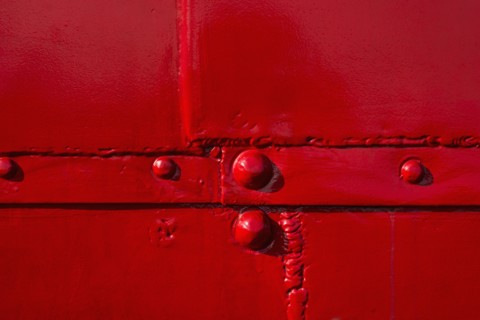 Detail of red tugboat.