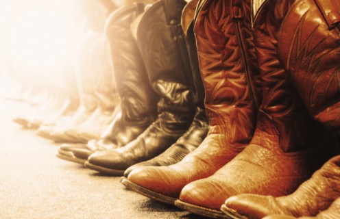 Row of cowboy boots.