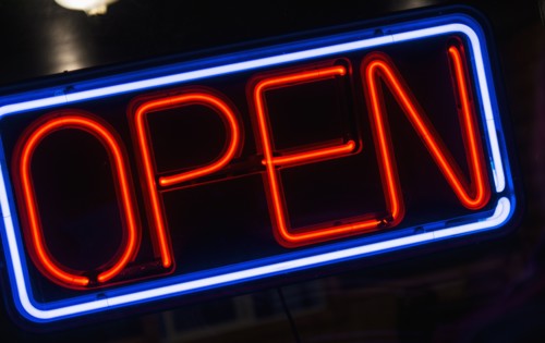 Open neon sign.