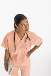Studio shot female doctor.
