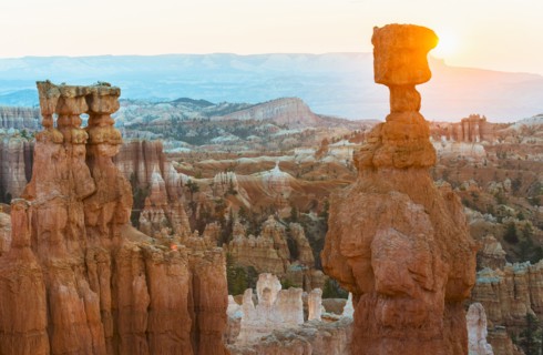 Rock formations at sunset.
