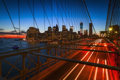 Brooklyn bridge at night.
