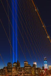 Brooklyn bridge at night.