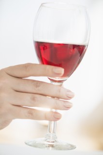Glass with rose wine.