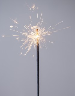 Studio shot of sparkler. Photo : Jamie Grill