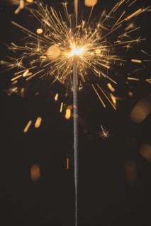 Studio shot of sparkler. Photo : Jamie Grill